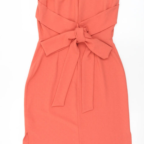 Wearhouse Womens Orange  Polyester Shift  Size 10  Round Neck Zip
