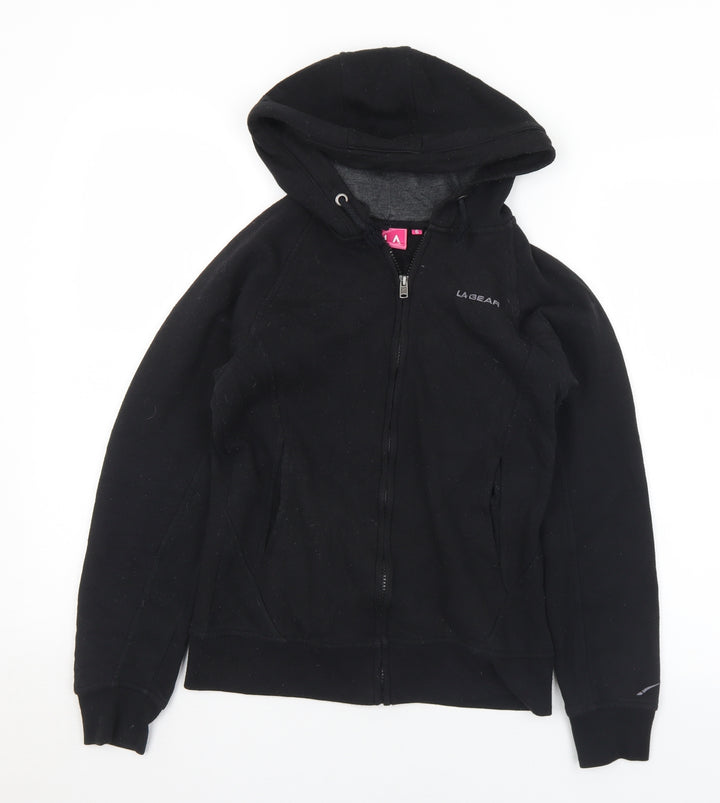 LA Gear Womens Black Polyester Full Zip Hoodie Size 6 Zip