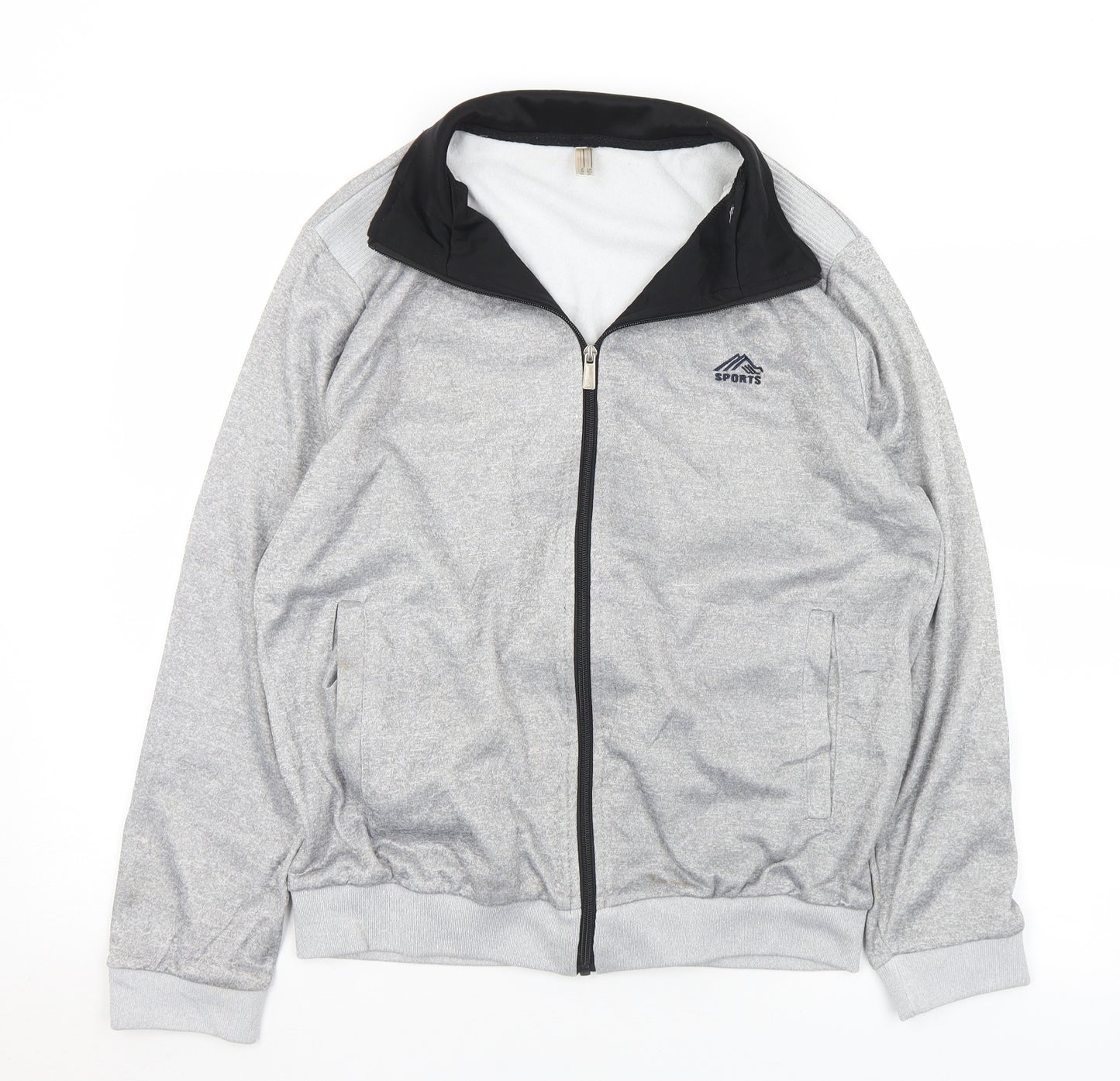 Sports Mens Grey  Polyester Full Zip Sweatshirt Size M