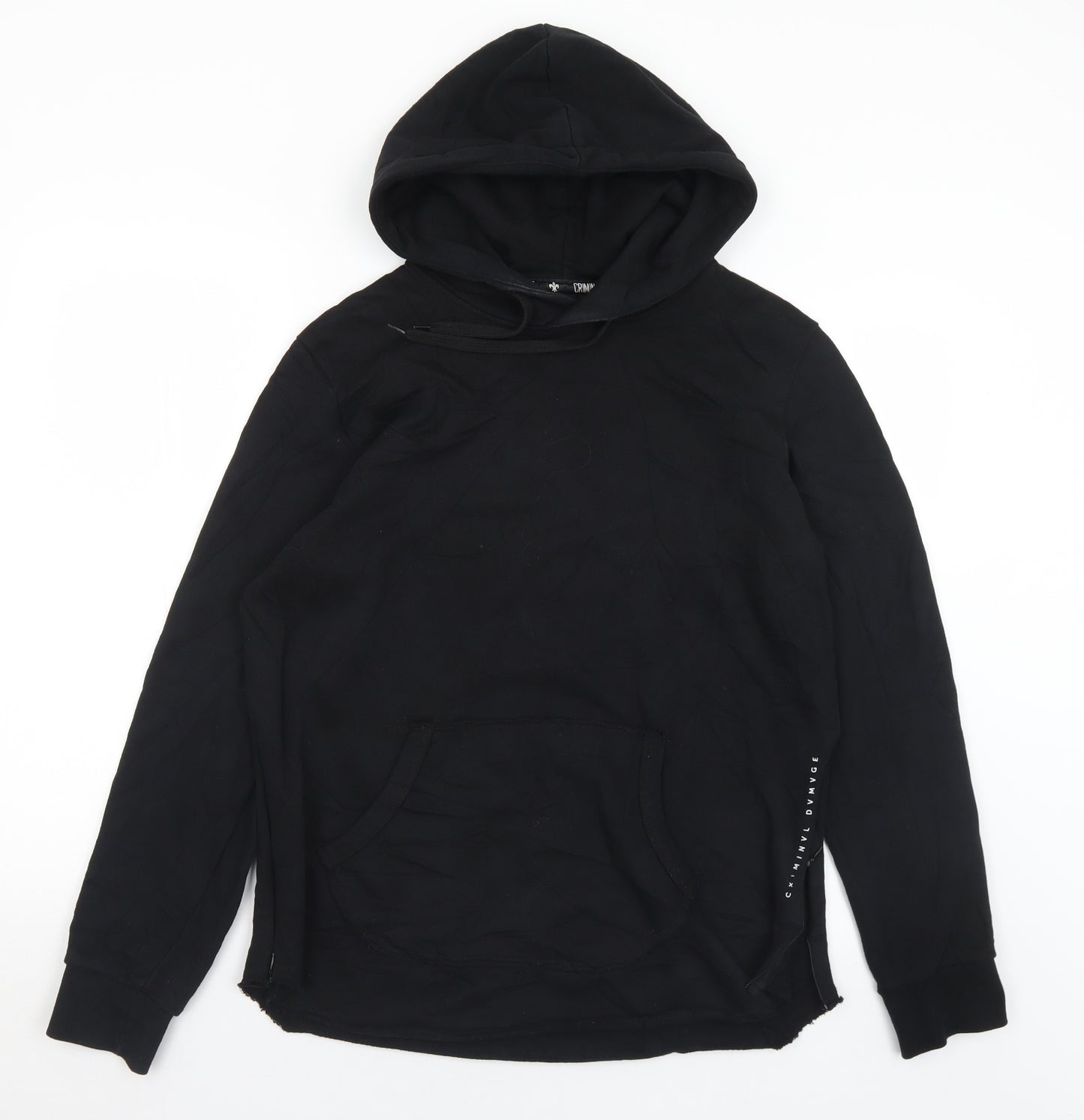 Criminal Damage Mens Black  Cotton Pullover Hoodie Size L