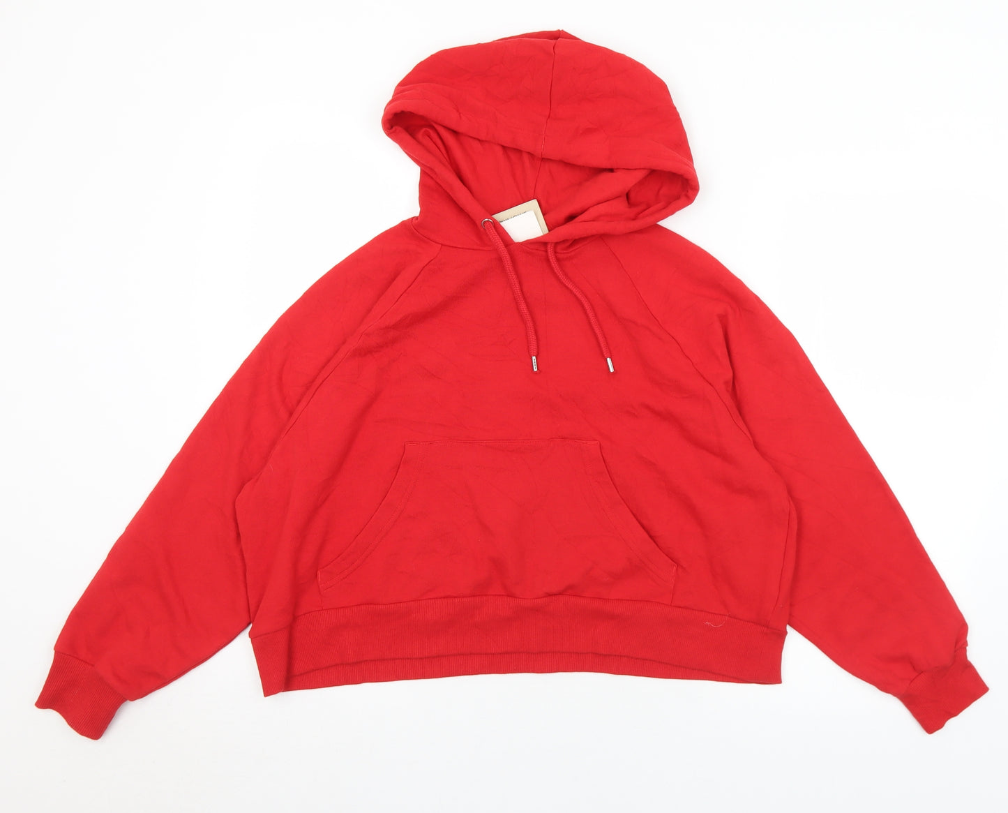 Monki Womens Red  Cotton Pullover Hoodie Size XS