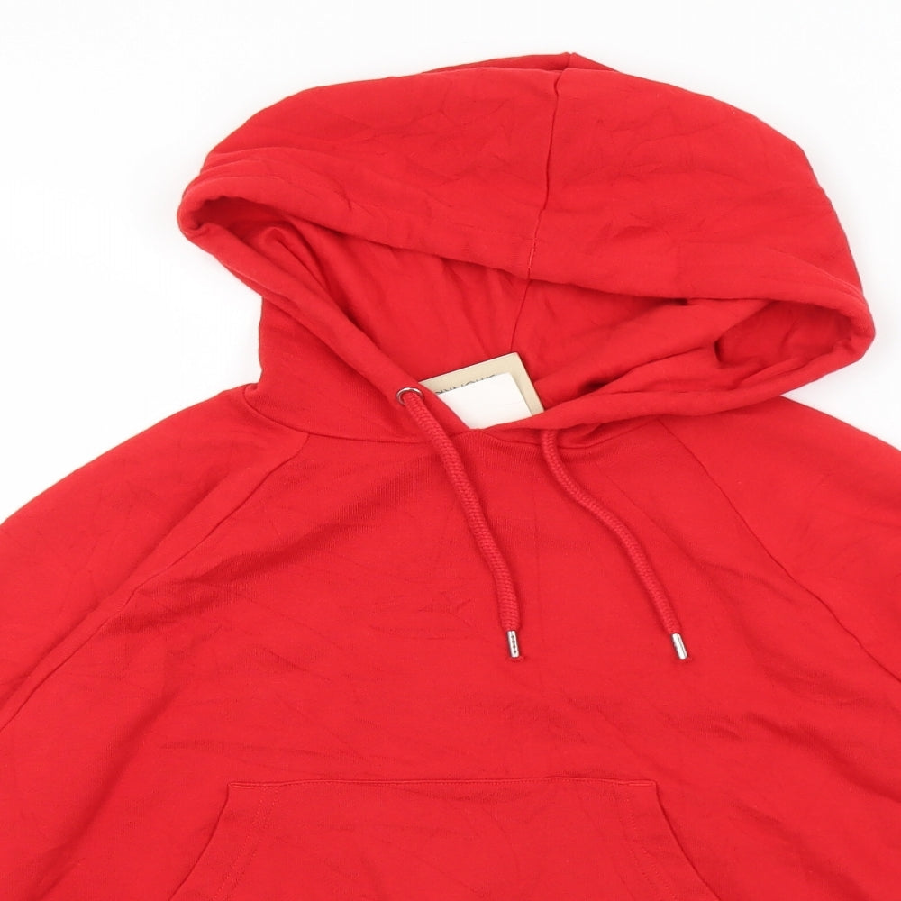 Monki Womens Red  Cotton Pullover Hoodie Size XS