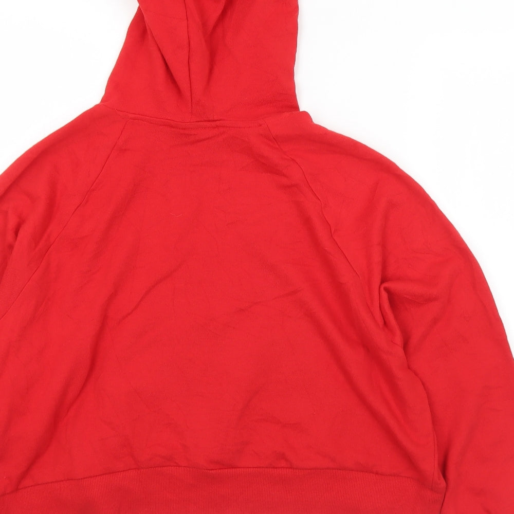 Monki Womens Red  Cotton Pullover Hoodie Size XS