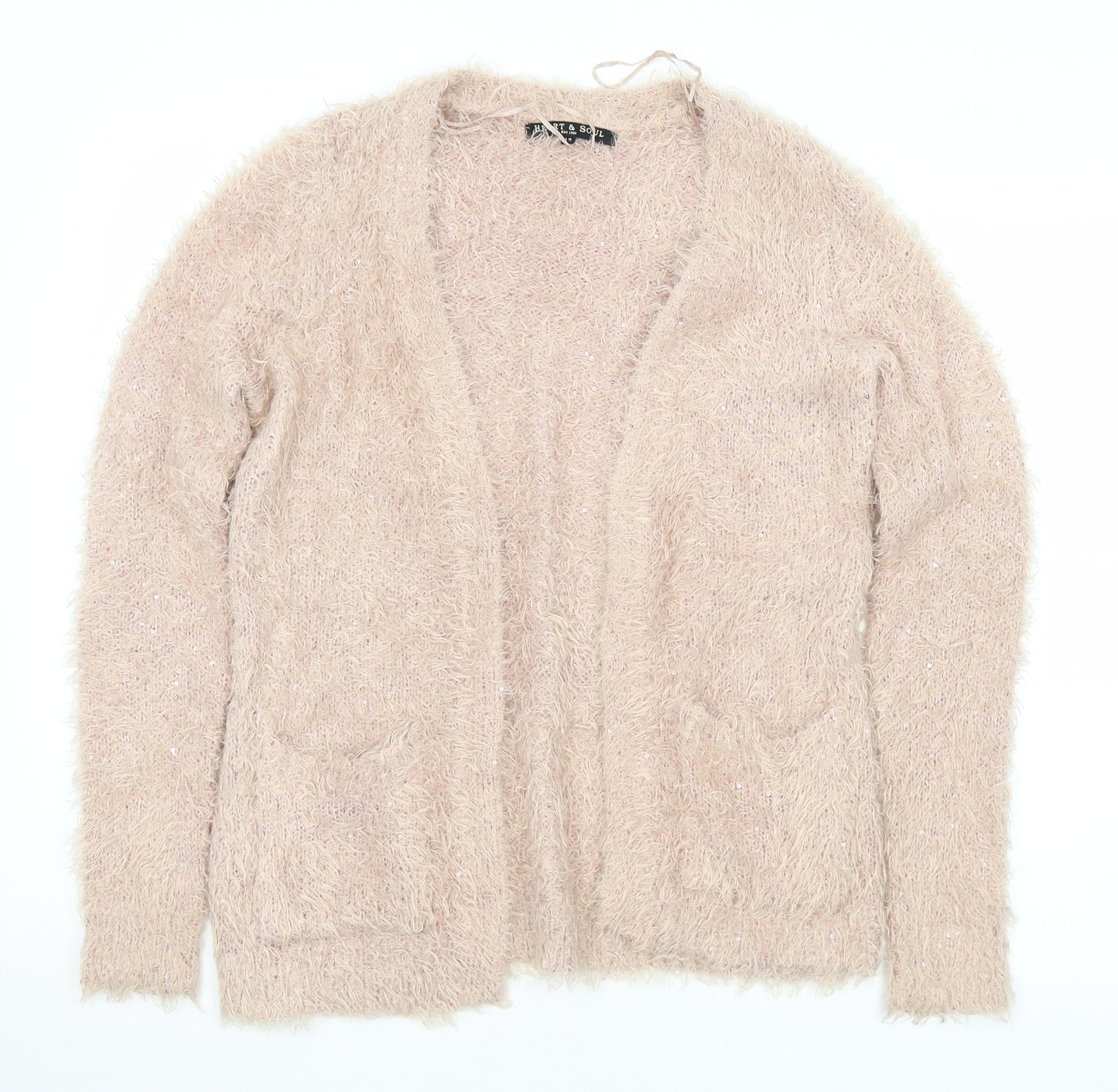 Heart &  Soul Womens Pink Collared  Polyester Cardigan Jumper Size 12
