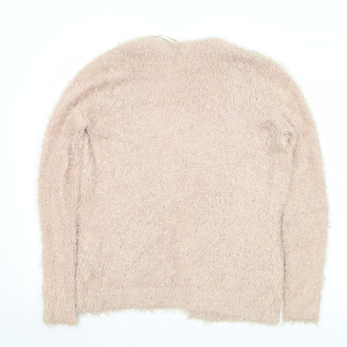 Heart &  Soul Womens Pink Collared  Polyester Cardigan Jumper Size 12