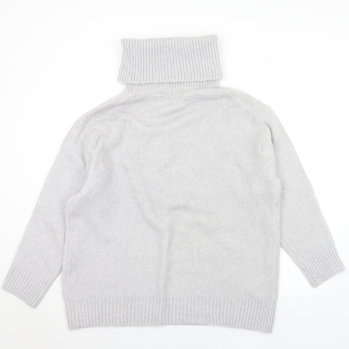Zara Womens Grey Roll Neck  Acrylic Pullover Jumper Size S