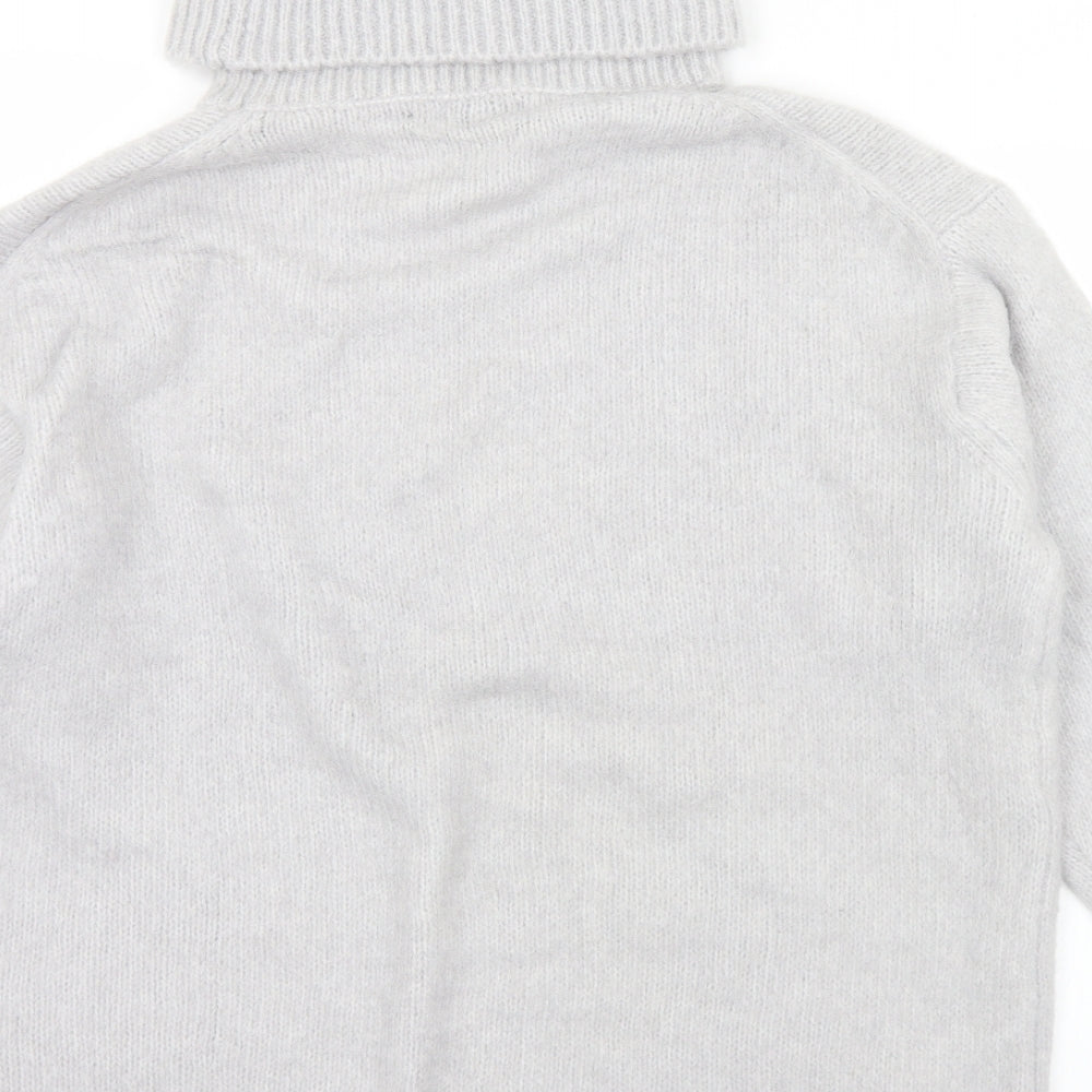 Zara Womens Grey Roll Neck  Acrylic Pullover Jumper Size S
