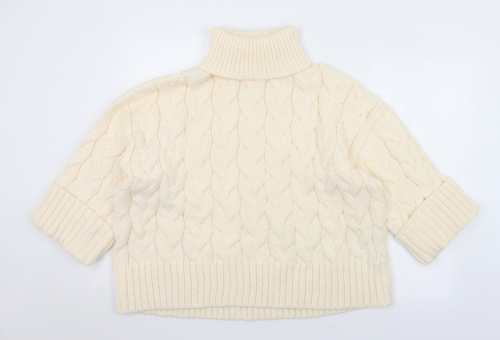 H&M Womens Ivory Roll Neck Acrylic Pullover Jumper Size L