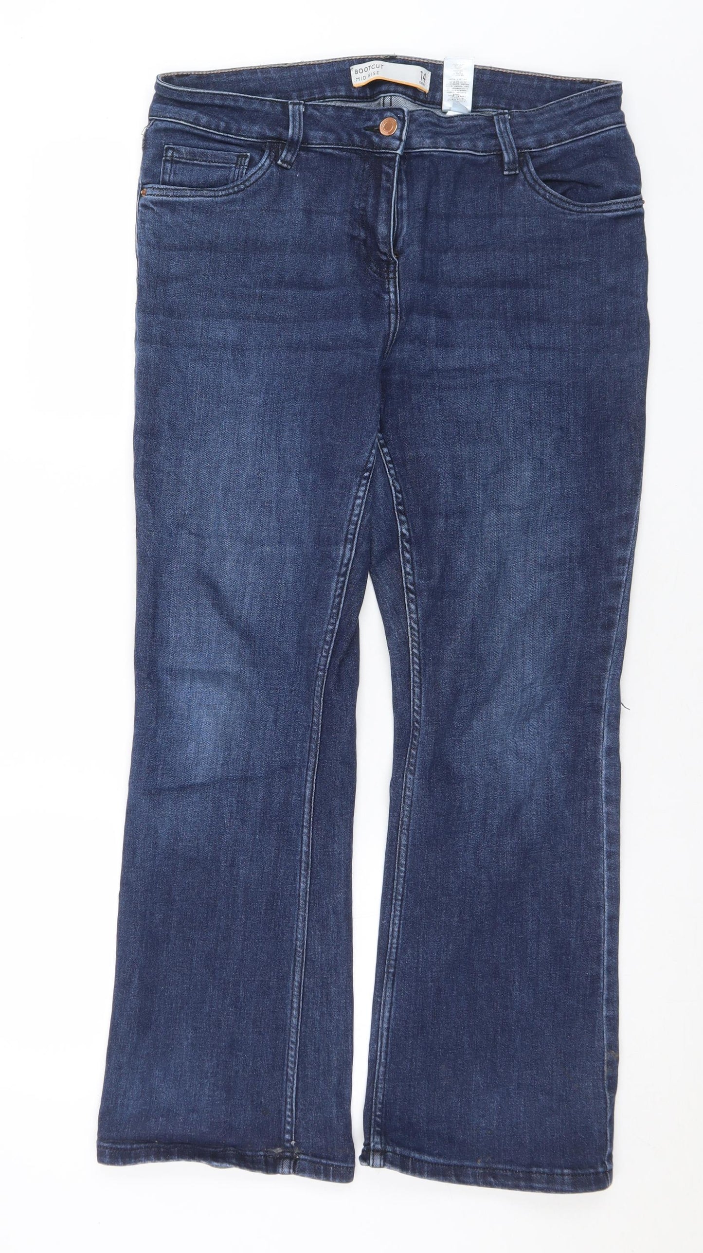 NEXT Womens Blue  Cotton Bootcut Jeans Size 14 L27 in Regular Button