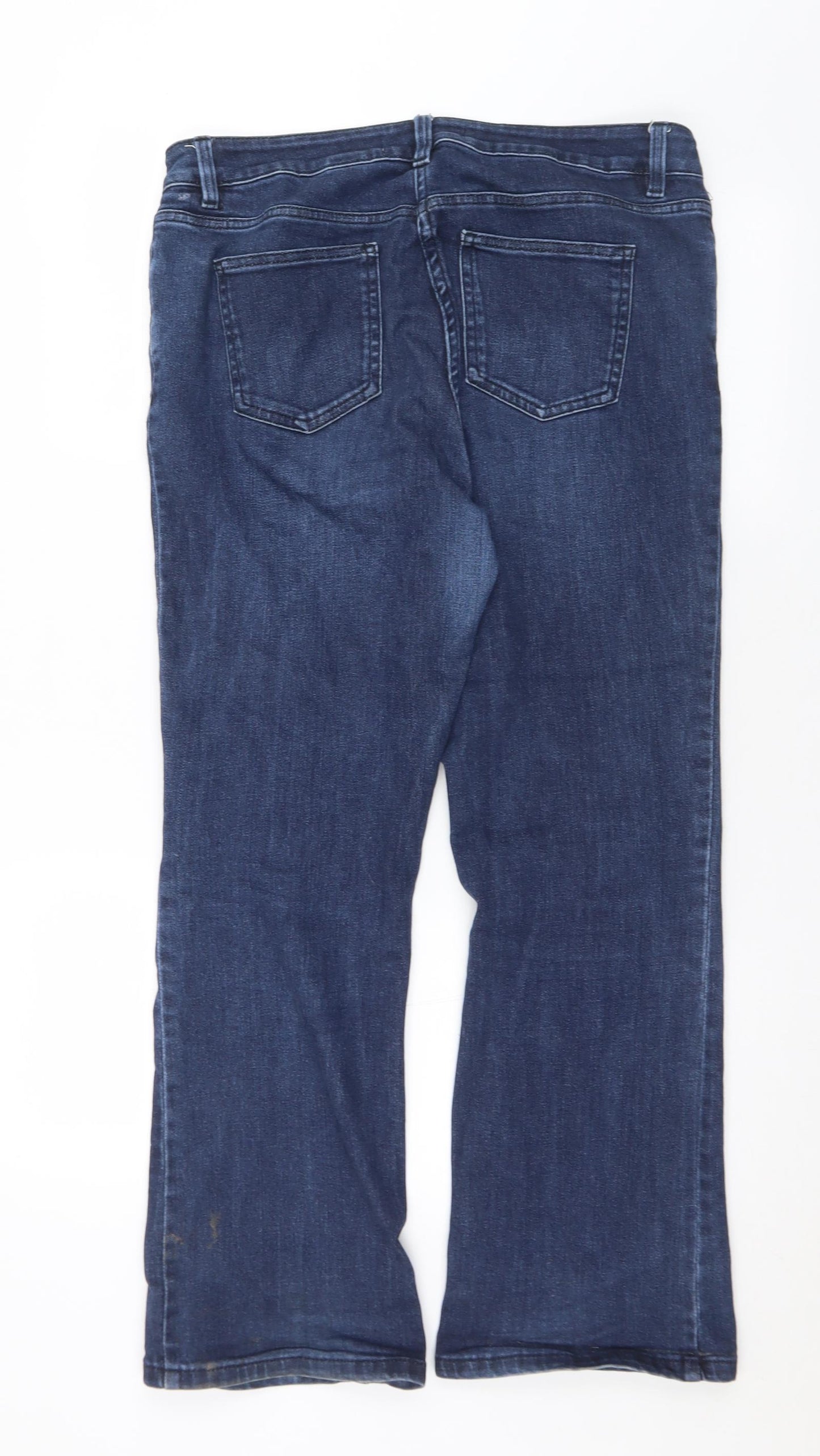 NEXT Womens Blue  Cotton Bootcut Jeans Size 14 L27 in Regular Button