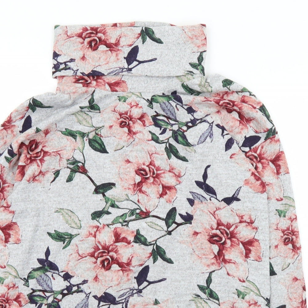 Kim & Co Womens Multicoloured Roll Neck Floral Acrylic Pullover Jumper Size M