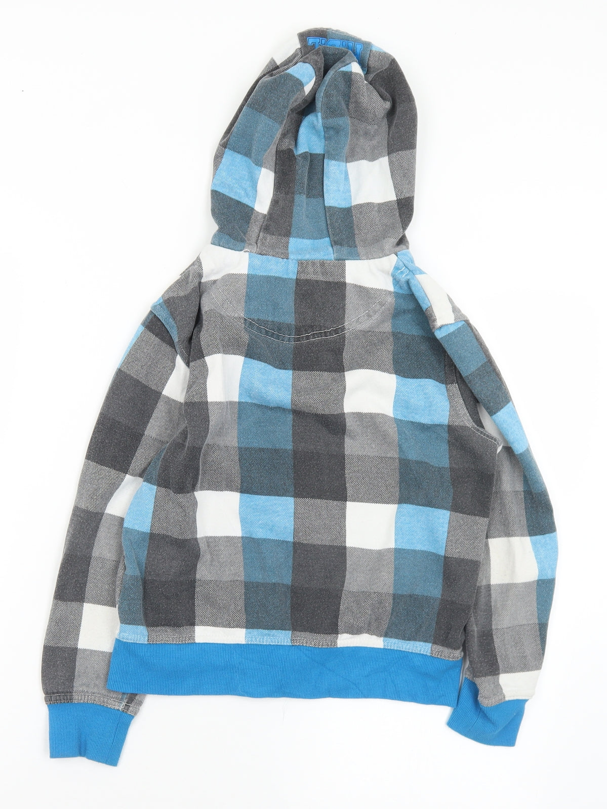 Rebel Boys Blue Check Polyester Full Zip Hoodie Size 9-10 Years  Zip - Rebel