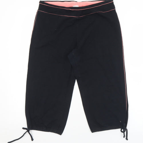 Marks and Spencer Womens Black  Cotton Cropped Leggings Size 14 L18 in Regular