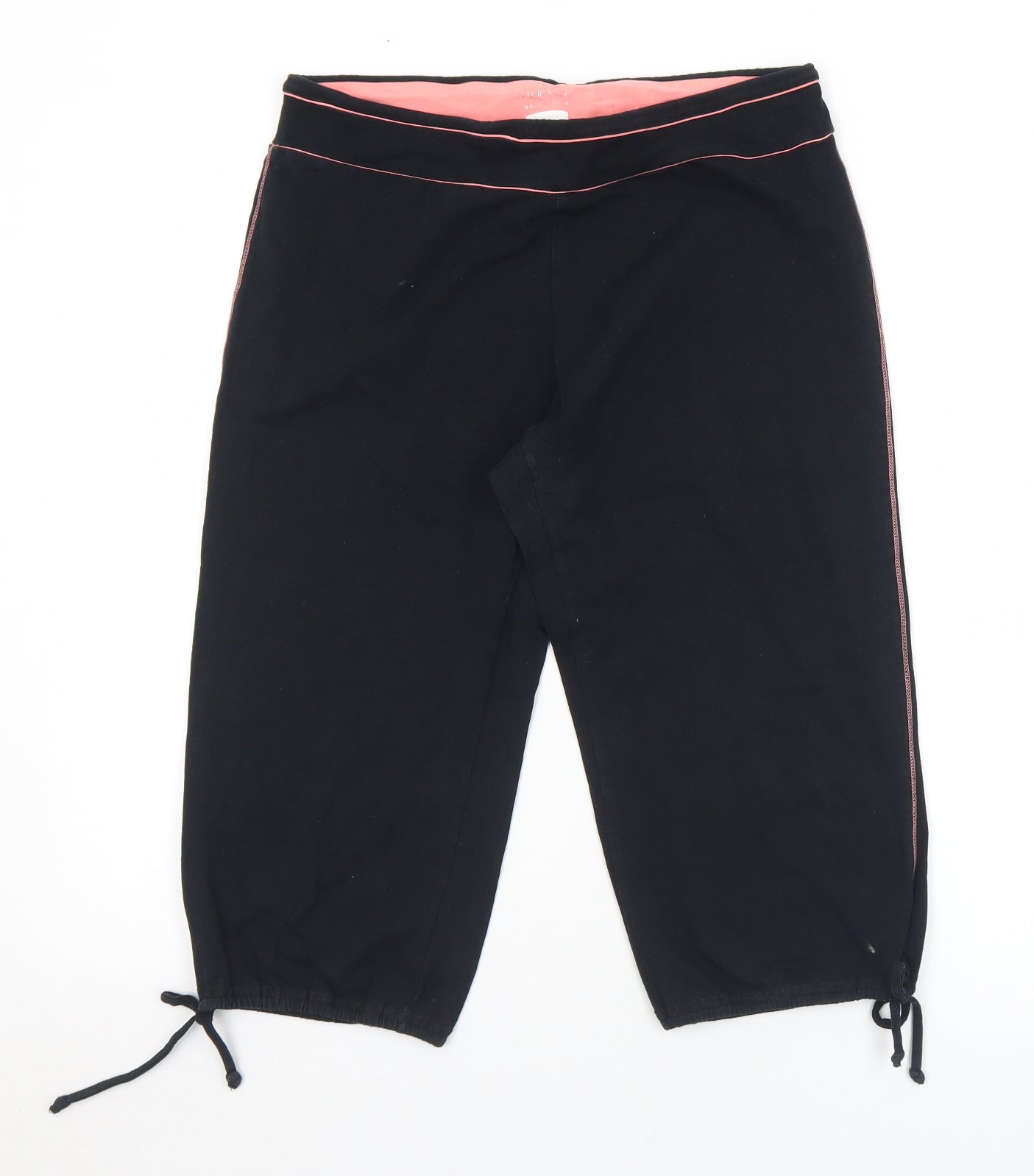 Marks and Spencer Womens Black  Cotton Cropped Leggings Size 14 L18 in Regular