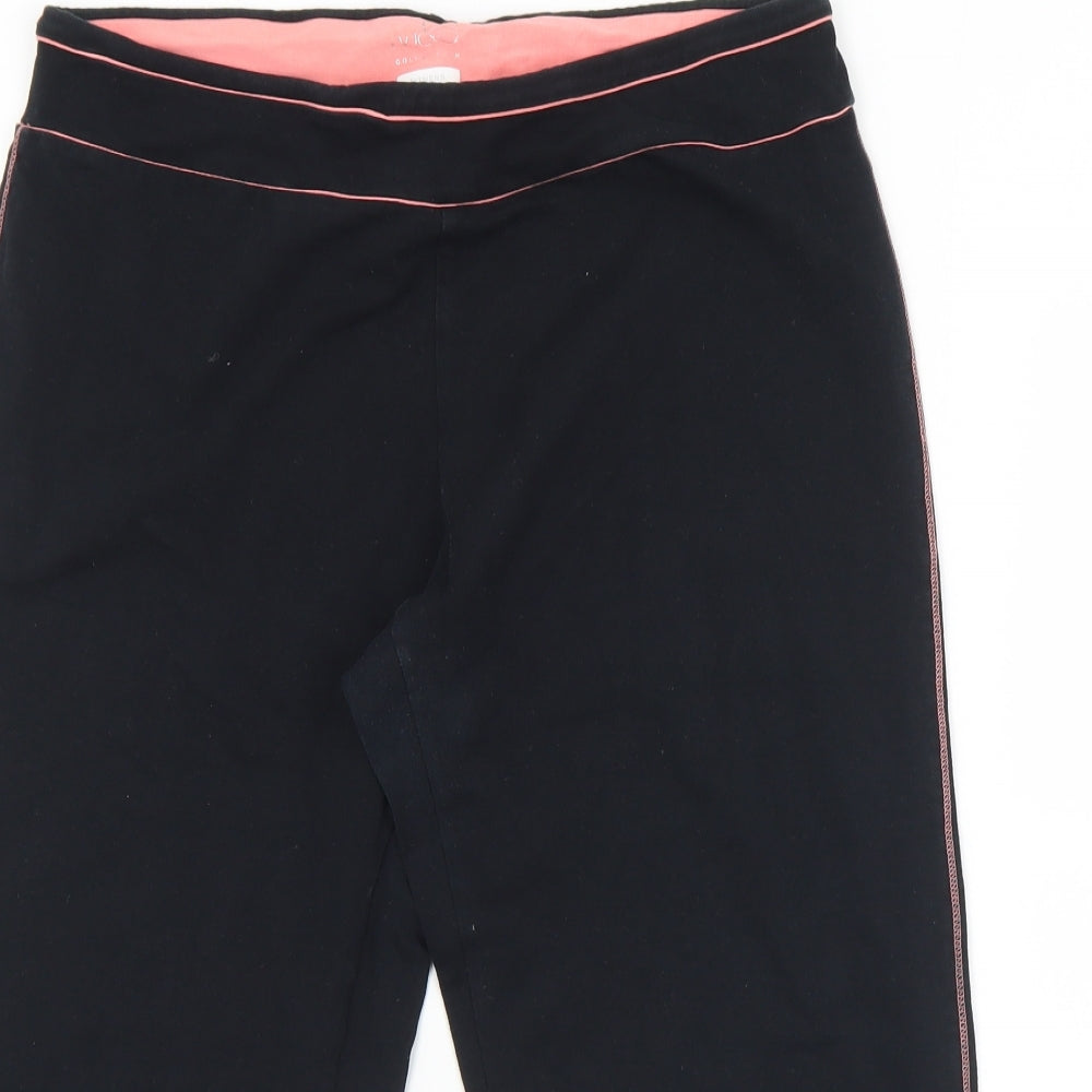 Marks and Spencer Womens Black  Cotton Cropped Leggings Size 14 L18 in Regular