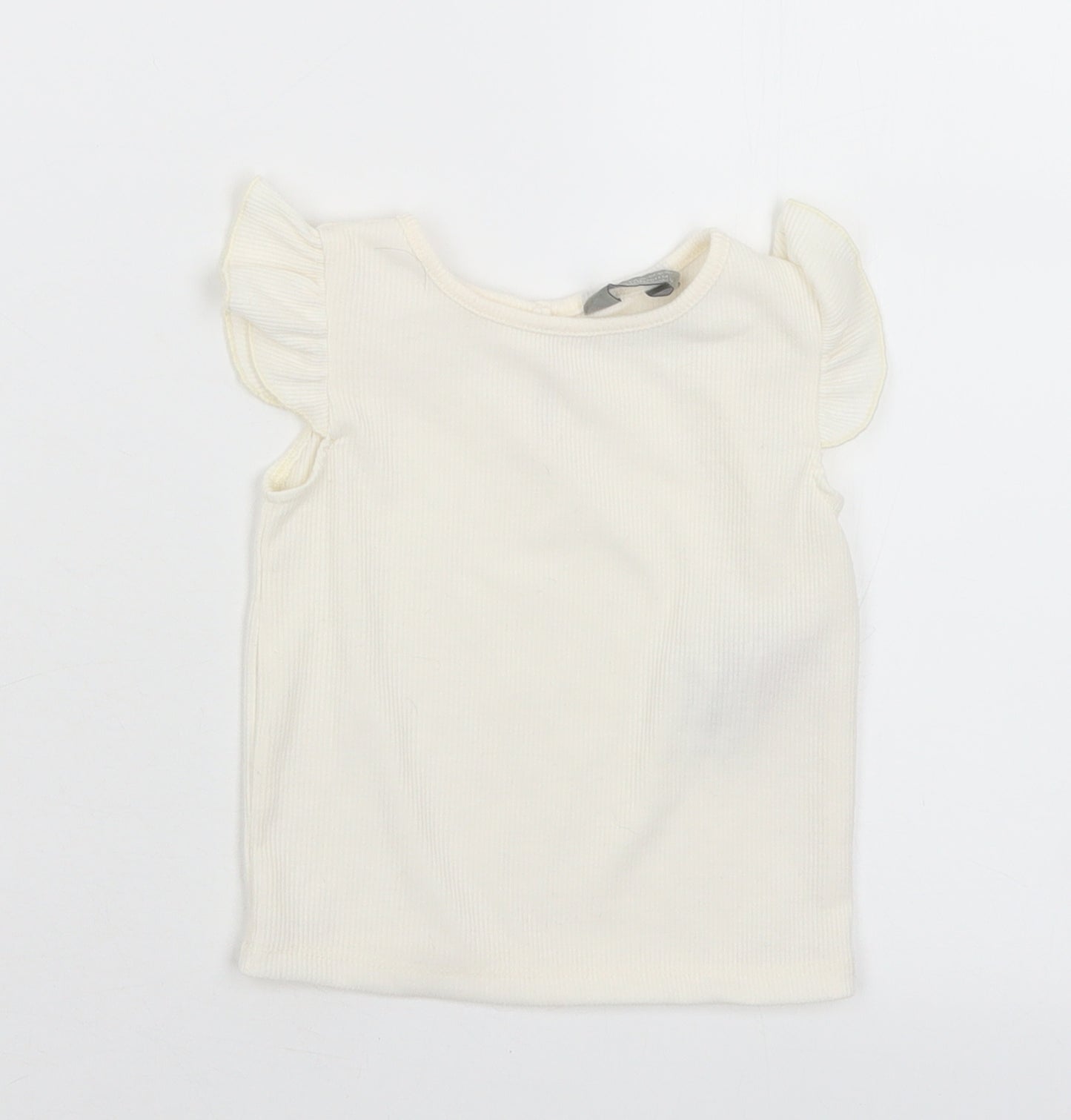 Primark Girls White  Polyester Basic T-Shirt Size 6-9 Months Round Neck