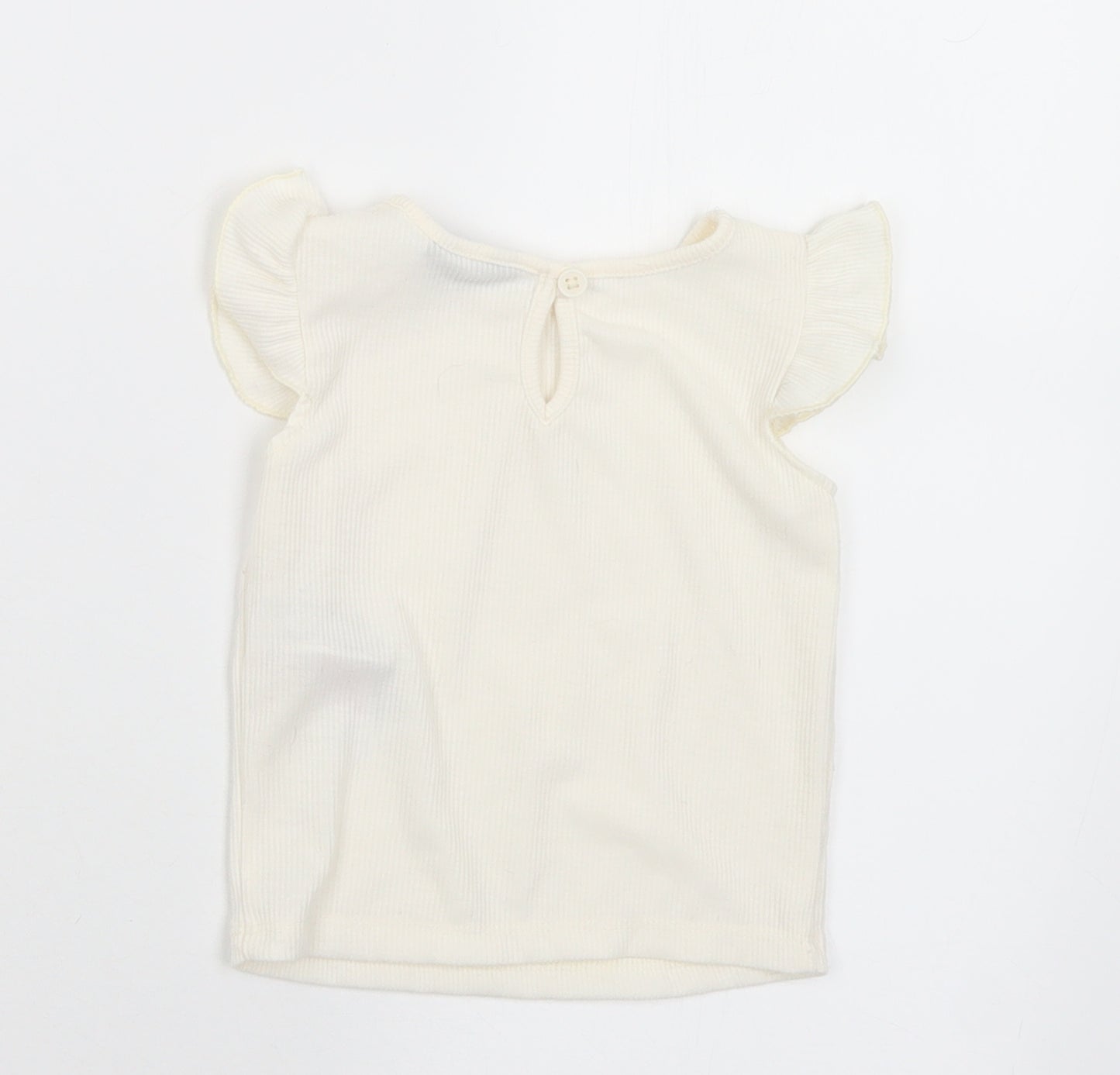 Primark Girls White  Polyester Basic T-Shirt Size 6-9 Months Round Neck