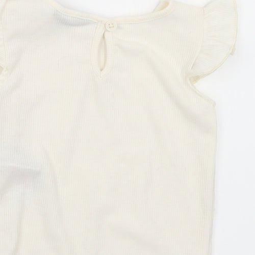 Primark Girls White  Polyester Basic T-Shirt Size 6-9 Months Round Neck