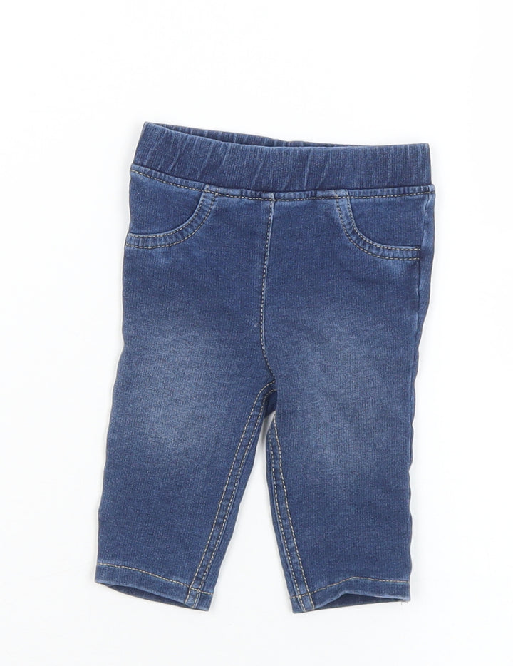 George Girls Blue Cotton Jogger Jeans Size 0-3 Months