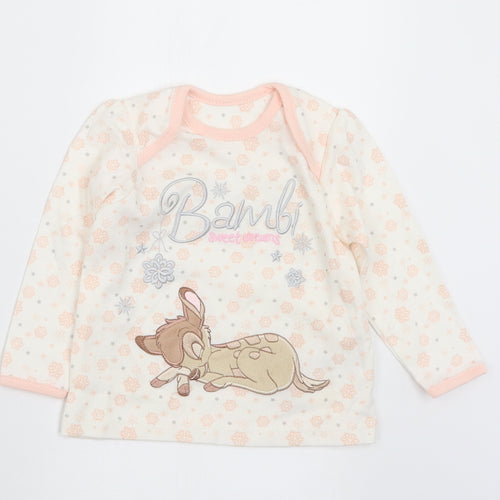George Girls Multicoloured Geometric Cotton Basic T-Shirt Size 6-9 Months Crew Neck  - Bambi
