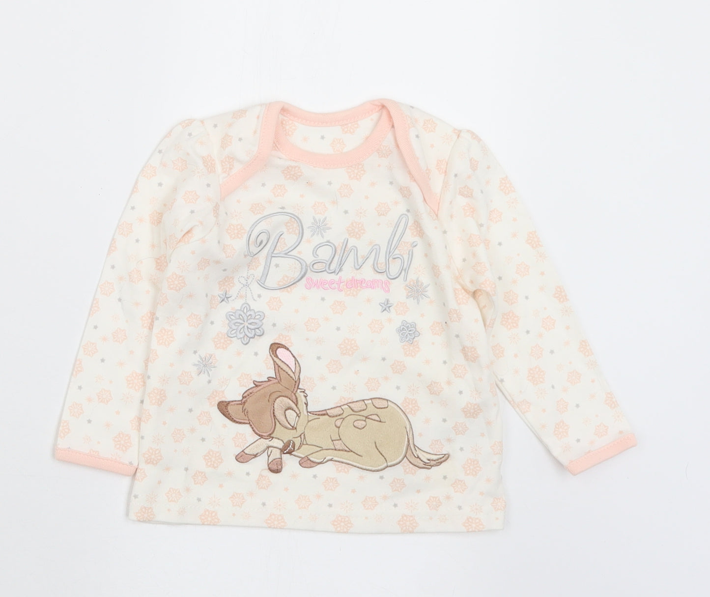 George Girls Multicoloured Geometric Cotton Basic T-Shirt Size 6-9 Months Crew Neck  - Bambi