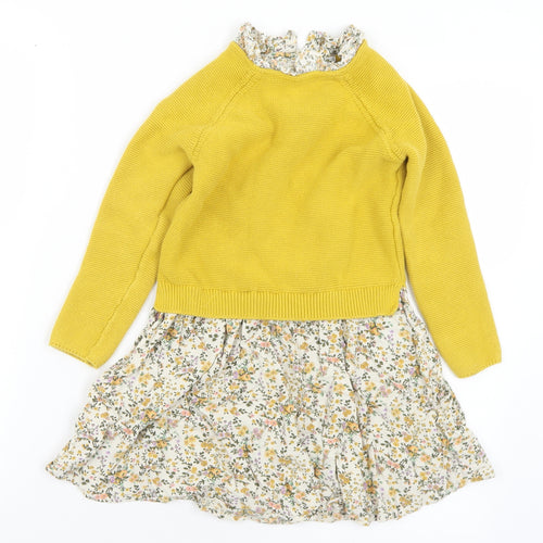 NEXT Girls Multicoloured Floral Cotton A-Line  Size 5-6 Years  Collared Button