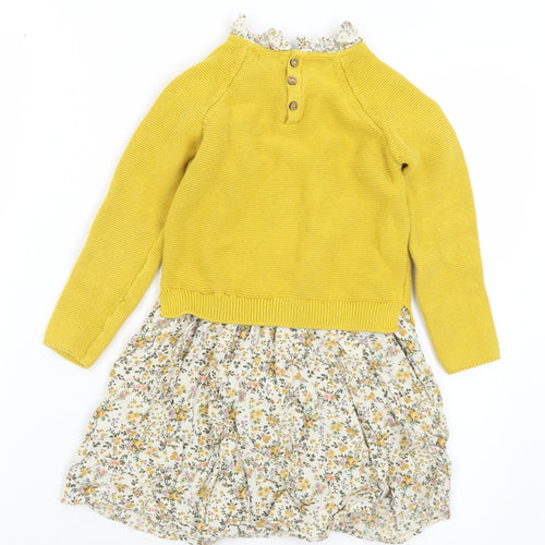 NEXT Girls Multicoloured Floral Cotton A-Line  Size 5-6 Years  Collared Button