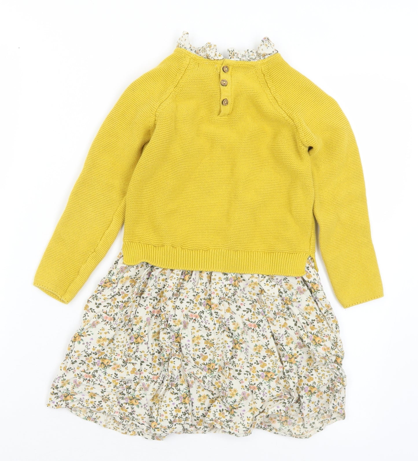 NEXT Girls Multicoloured Floral Cotton A-Line  Size 5-6 Years  Collared Button