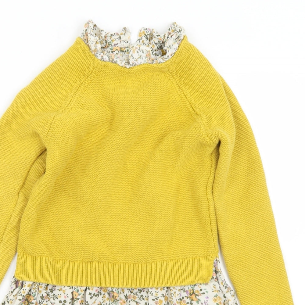 NEXT Girls Multicoloured Floral Cotton A-Line  Size 5-6 Years  Collared Button