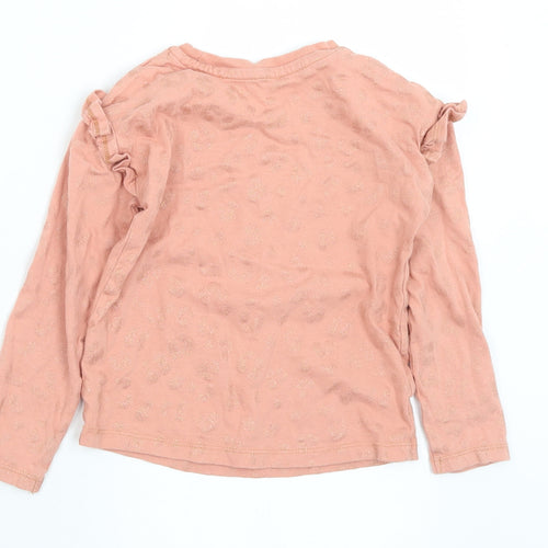 TU Girls Pink Animal Print Cotton Basic T-Shirt Size 4 Years Crew Neck
