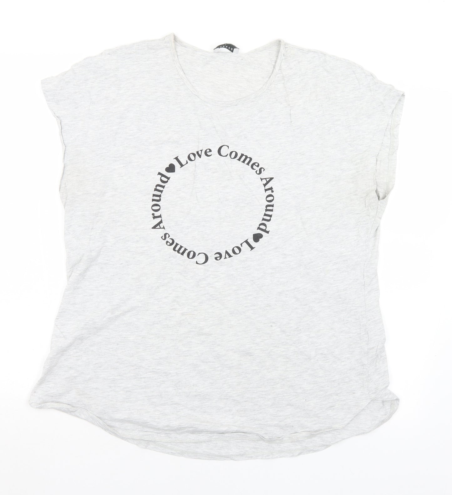 Matalan Womens Grey  Cotton Basic T-Shirt Size L Round Neck - Love Comes Around