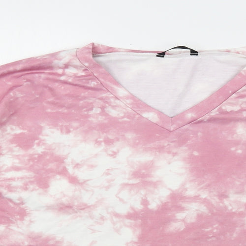 Shein  Womens Pink Geometric Polyester Pullover Sweatshirt Size 12   - Cropped