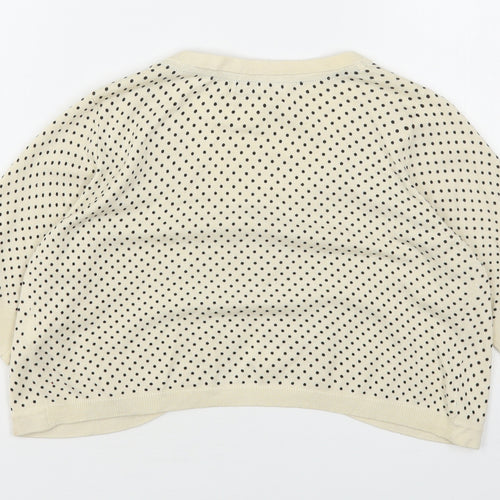 Marks and Spencer Womens Beige V-Neck Polka Dot Viscose Shrug Jumper Size 14