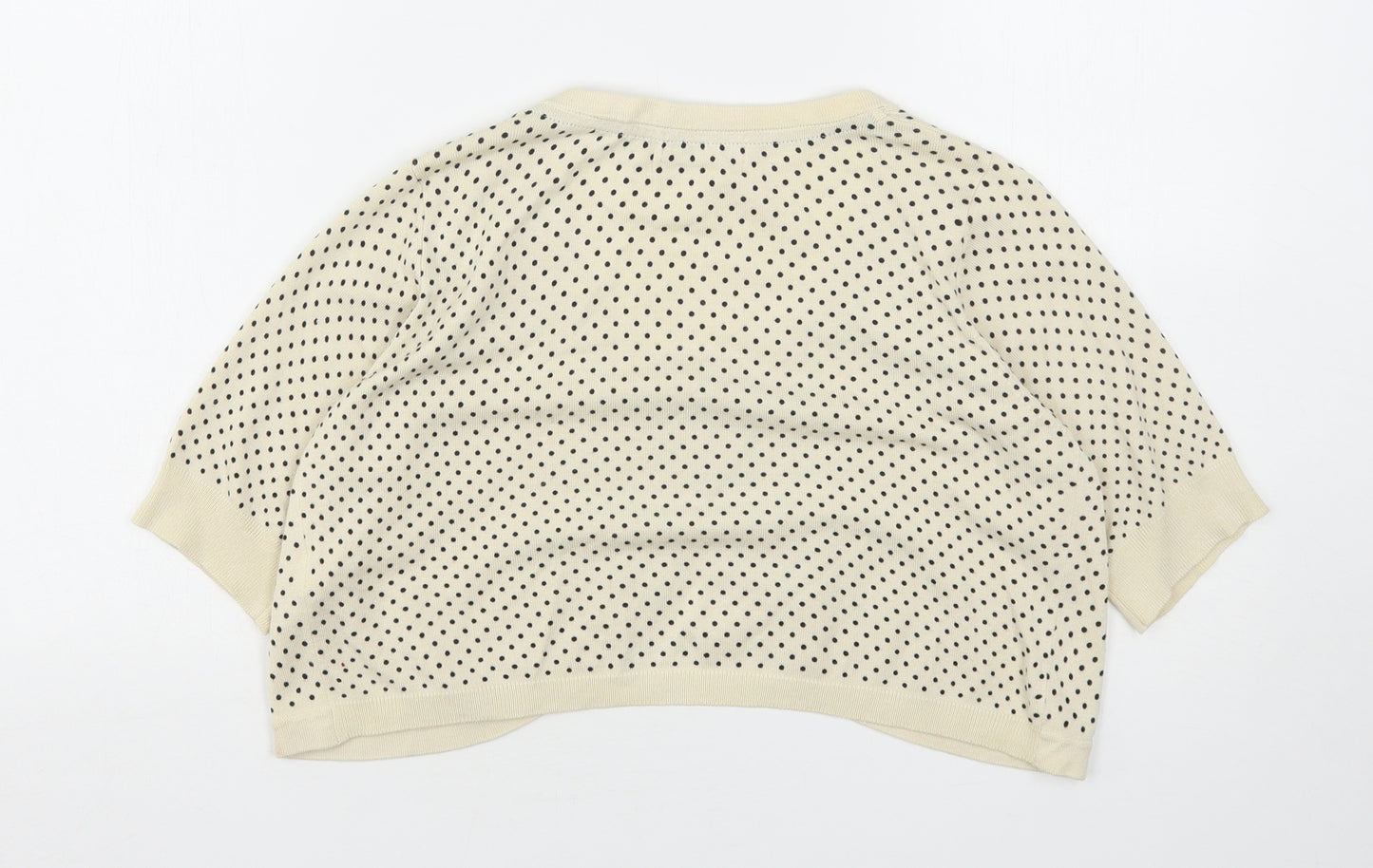 Marks and Spencer Womens Beige V-Neck Polka Dot Viscose Shrug Jumper Size 14