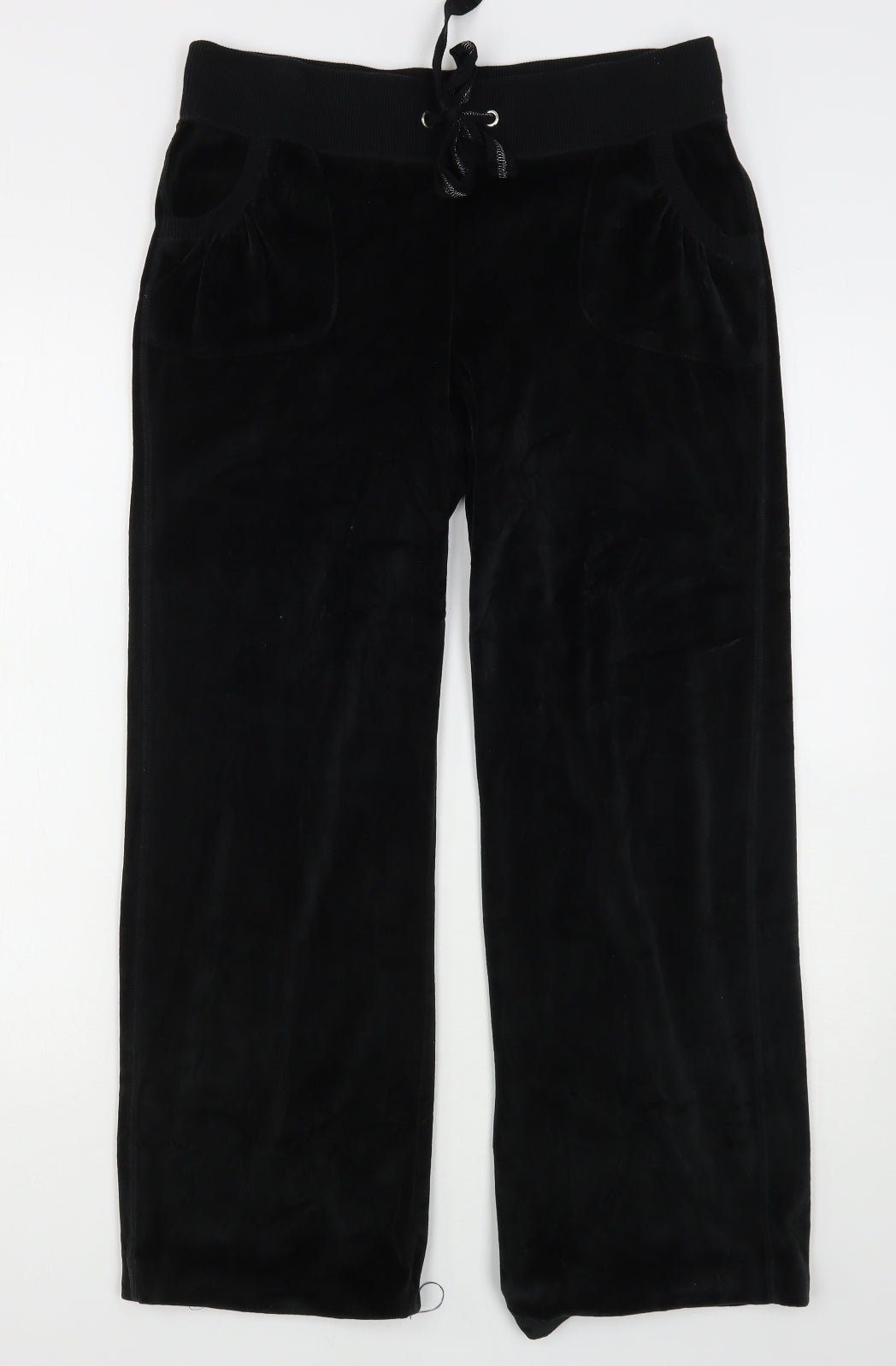 Papaya Womens Black  Cotton Sweatpants Trousers Size 12 L28 in Regular Drawstring