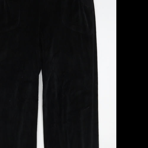 Papaya Womens Black  Cotton Sweatpants Trousers Size 12 L28 in Regular Drawstring