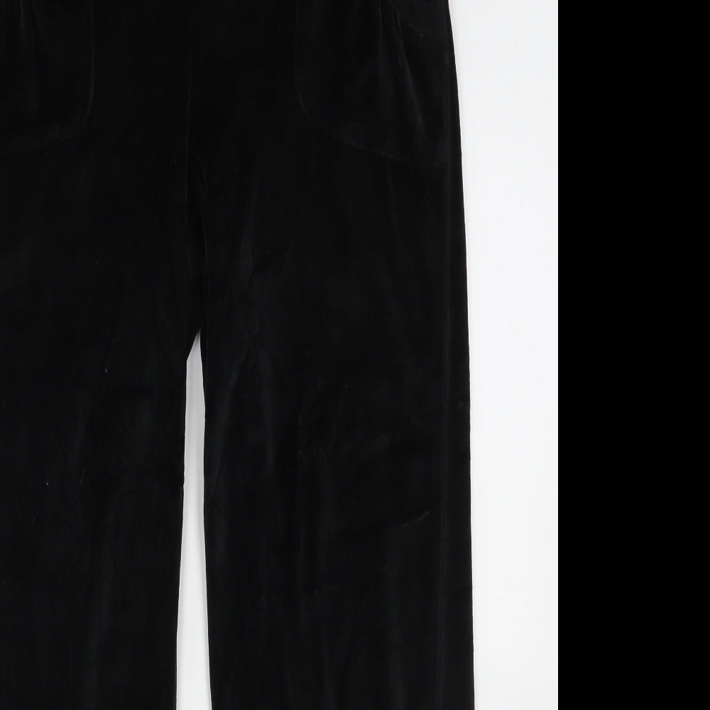 Papaya Womens Black  Cotton Sweatpants Trousers Size 12 L28 in Regular Drawstring