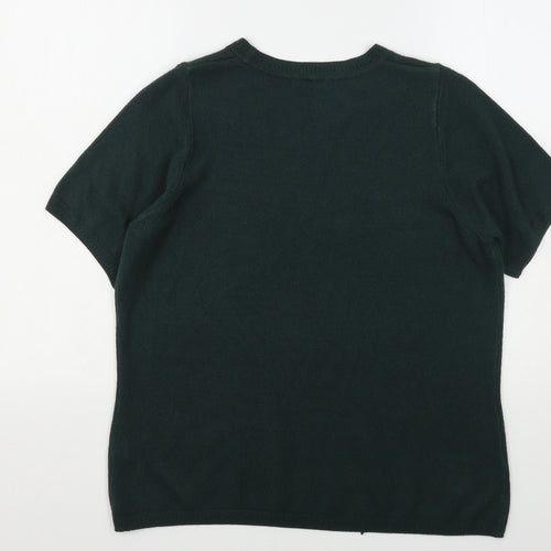 Marks and Spencer Womens Green Round Neck  Acrylic Pullover Jumper Size 16