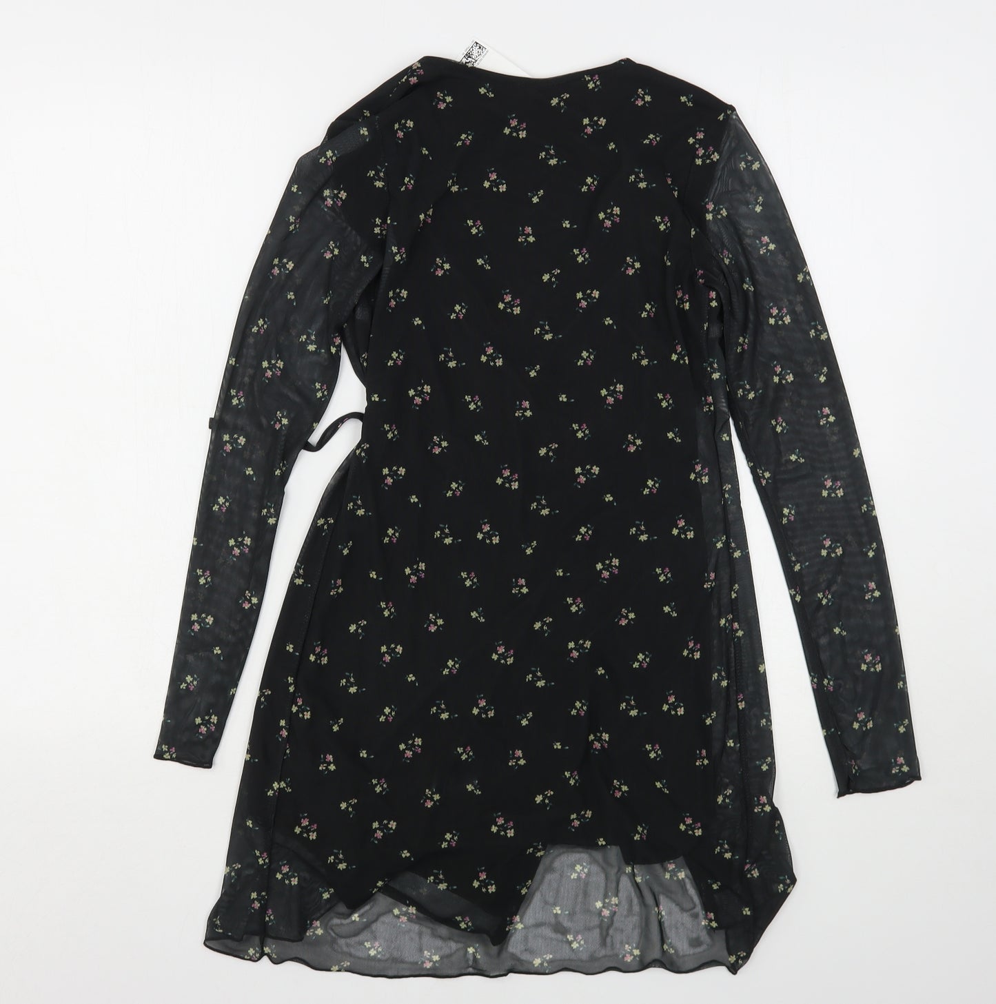 H&M Womens Black Floral Polyester Mini  Size XS  V-Neck