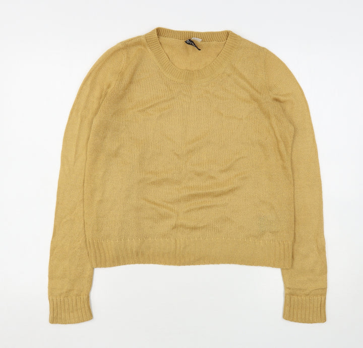 H&M Womens Beige Round Neck  Acrylic Pullover Jumper Size XS