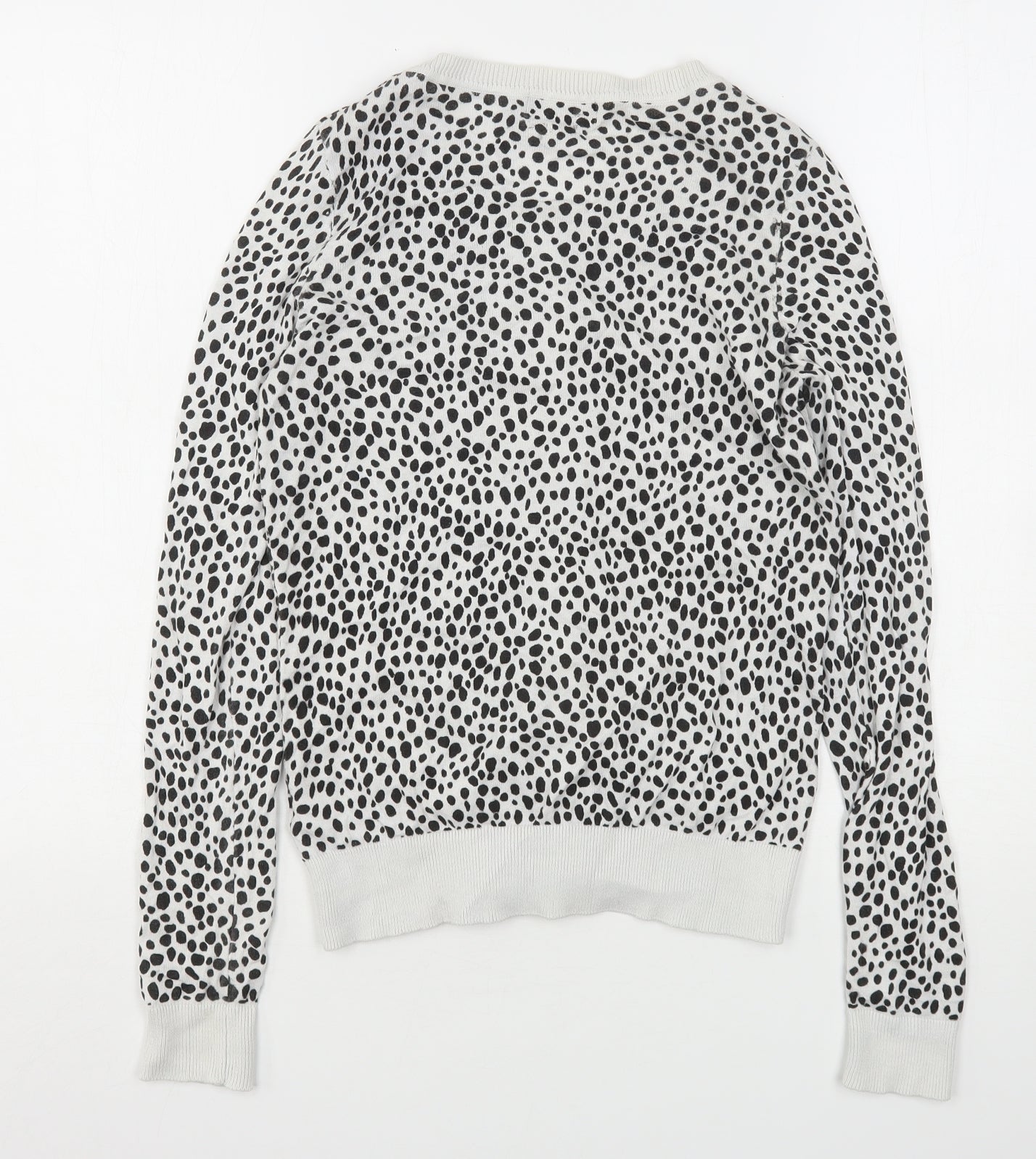 New Look Womens Multicoloured Round Neck Animal Print Cotton Cardigan Jumper Size 8