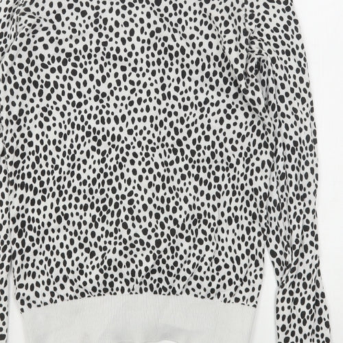 New Look Womens Multicoloured Round Neck Animal Print Cotton Cardigan Jumper Size 8