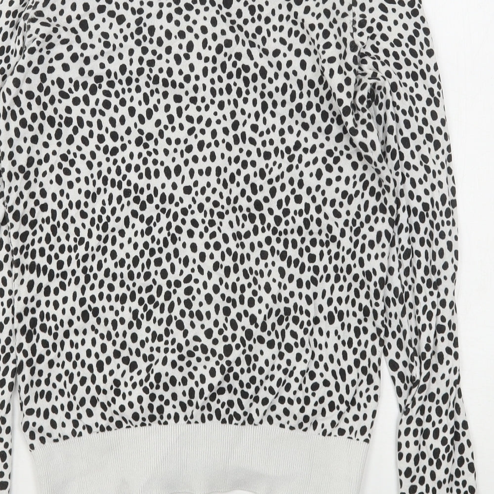 New Look Womens Multicoloured Round Neck Animal Print Cotton Cardigan Jumper Size 8
