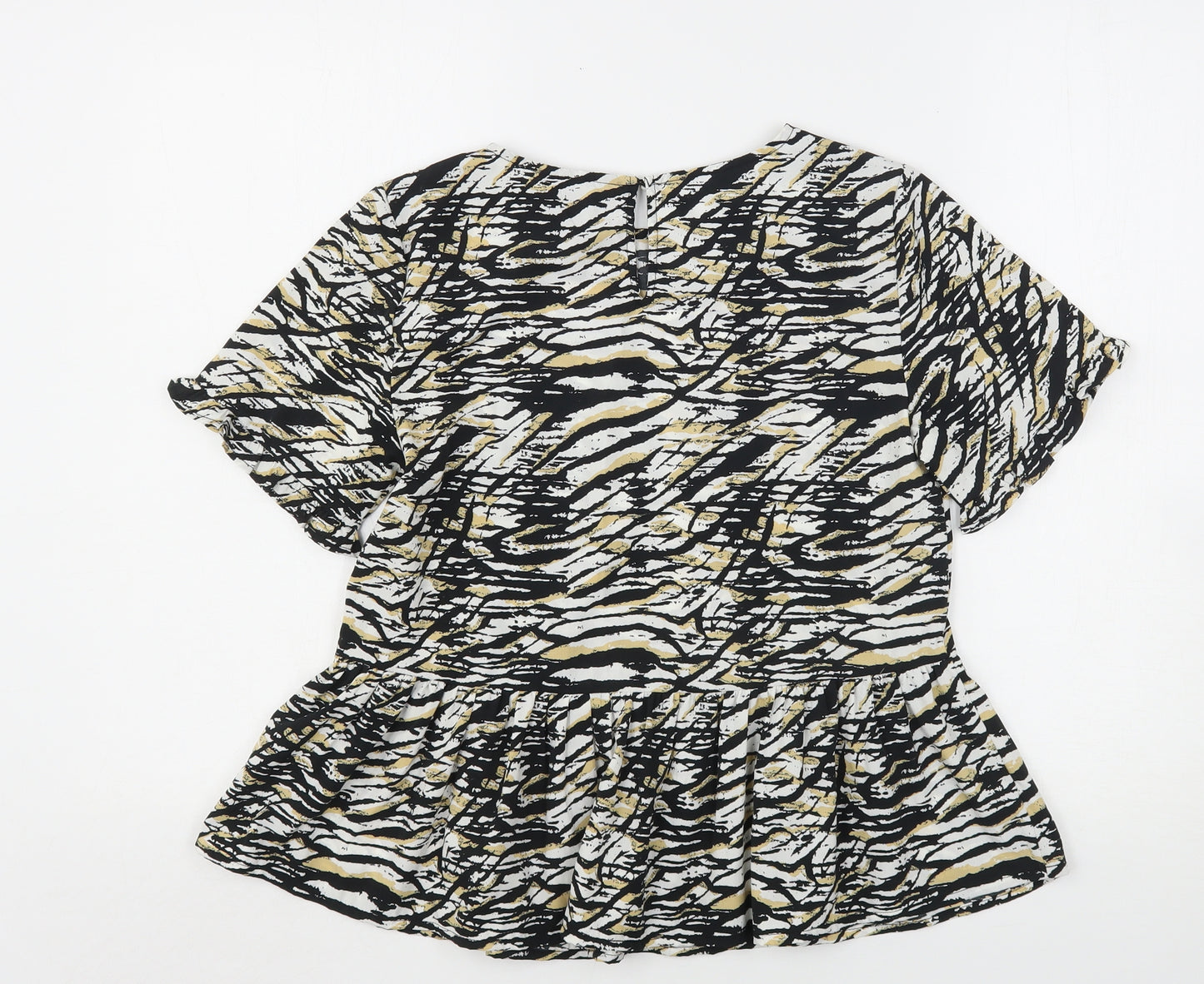 New Look Womens Multicoloured Animal Print Polyester Basic Blouse Size 6 Round Neck
