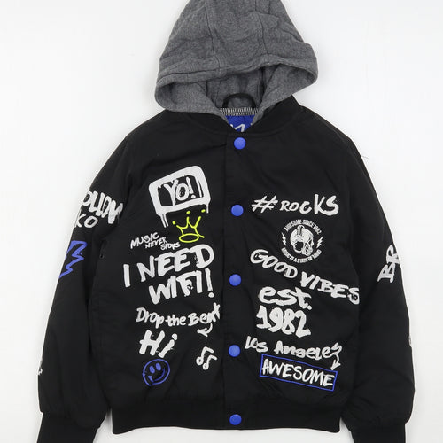 NEXT Boys Black Geometric  Bomber Jacket Jacket Size 7 Years