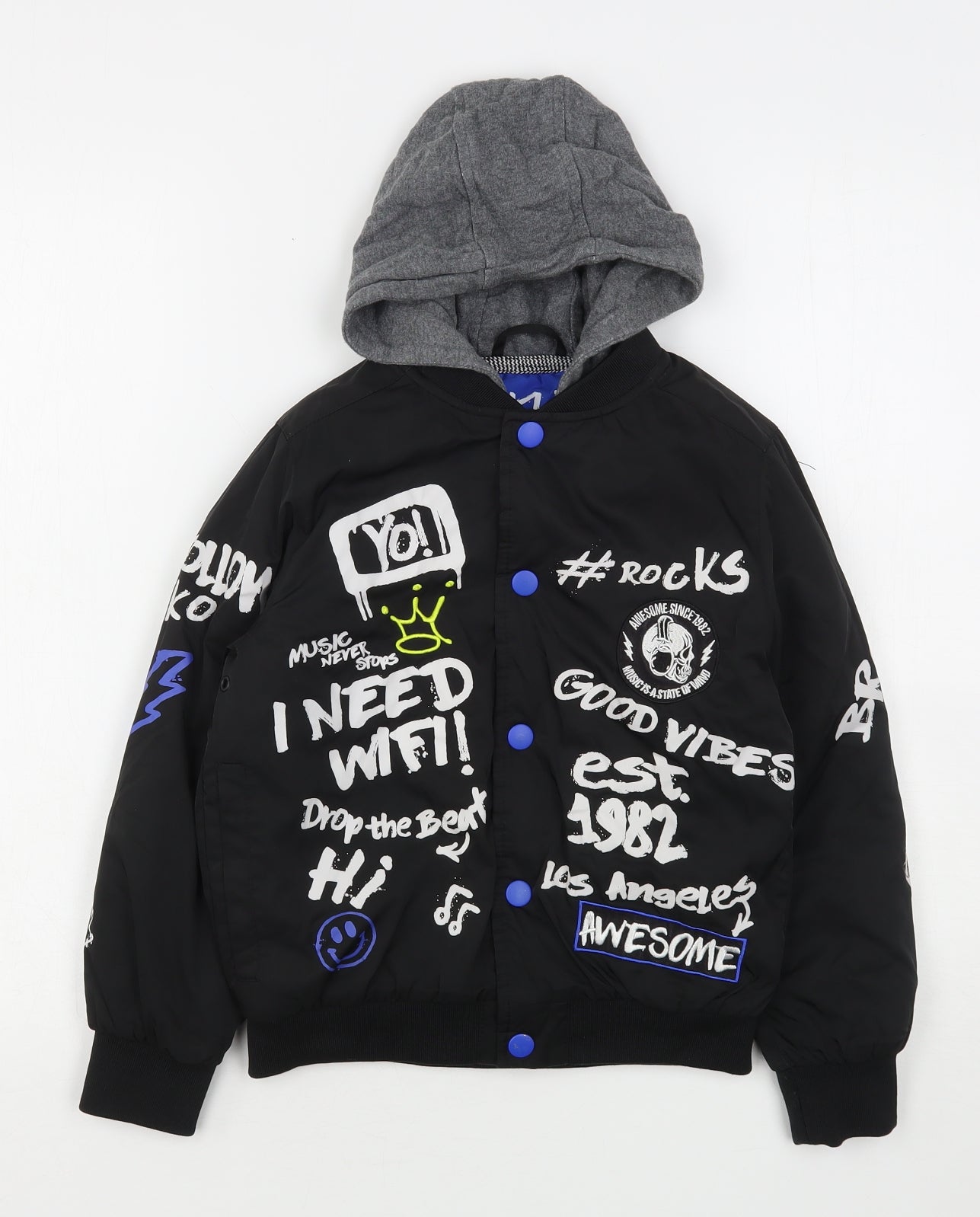 NEXT Boys Black Geometric  Bomber Jacket Jacket Size 7 Years