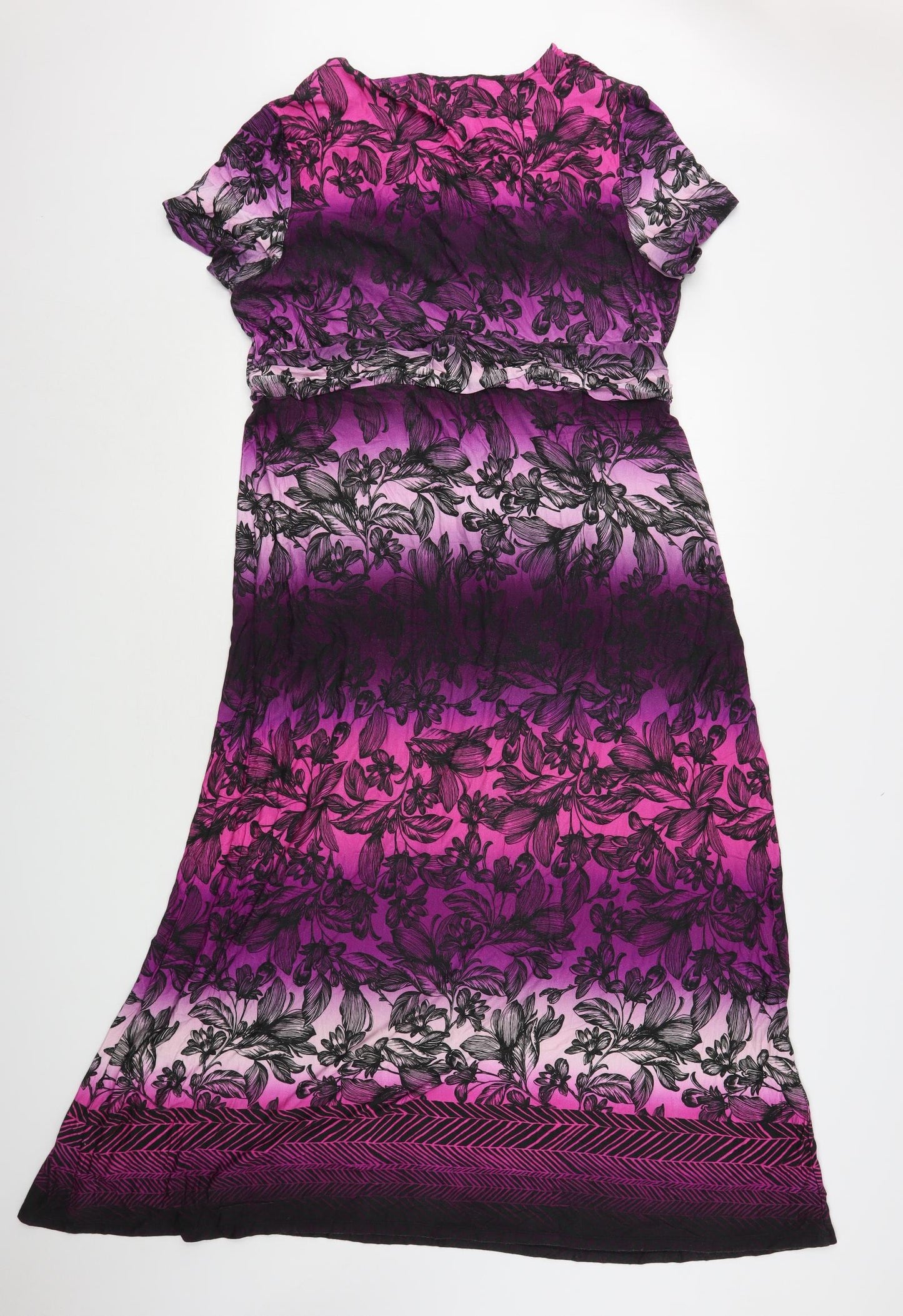 Per Una  Womens Purple Floral Viscose A-Line  Size 18  V-Neck