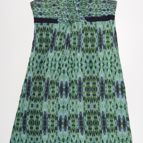 Per Una  Womens Green Geometric Viscose A-Line  Size 18  V-Neck