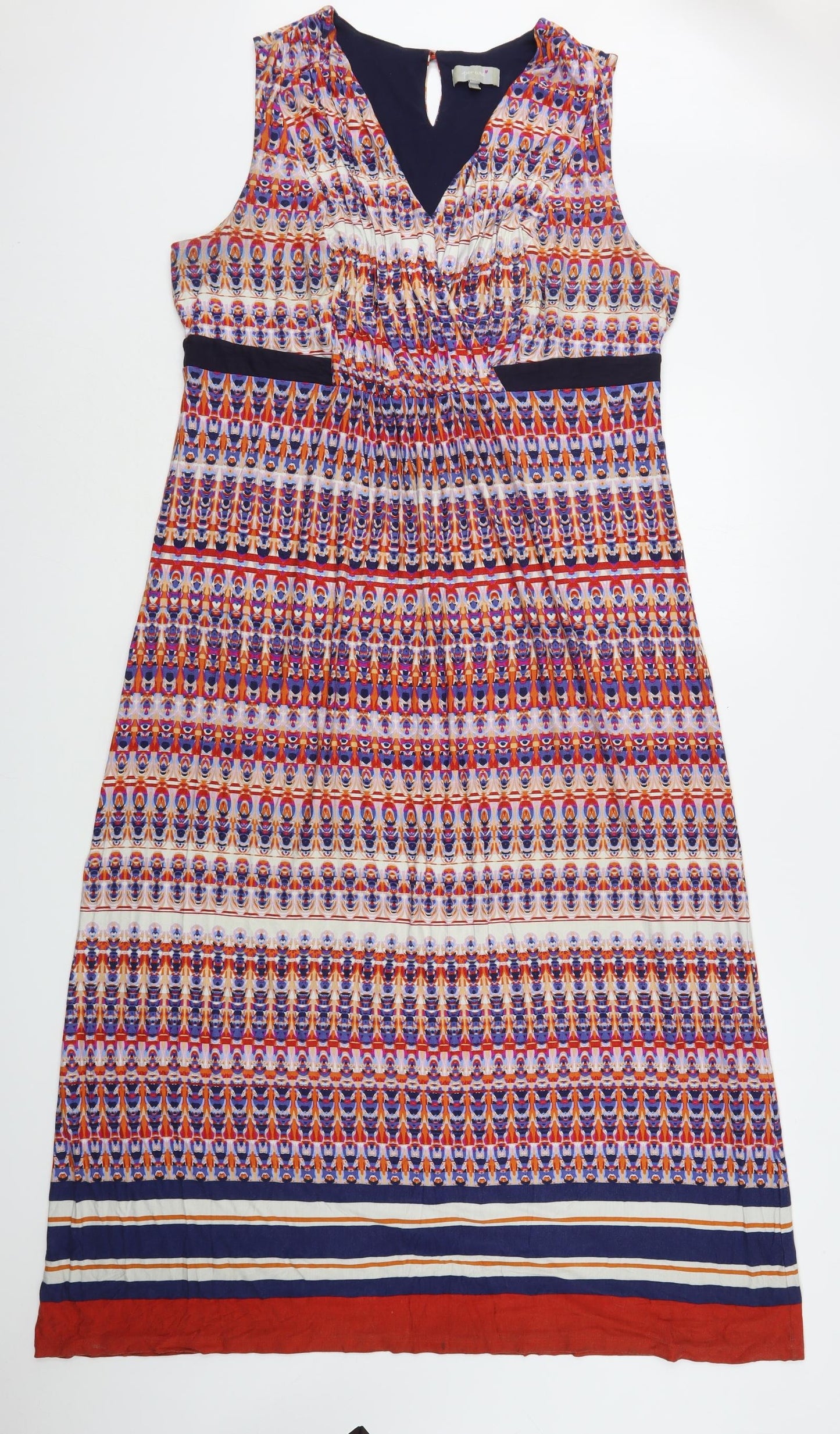 Per Una  Womens Multicoloured Geometric Viscose A-Line  Size 20  V-Neck