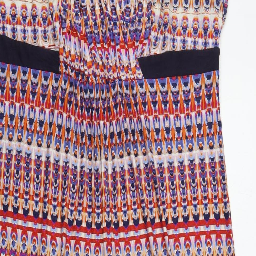Per Una  Womens Multicoloured Geometric Viscose A-Line  Size 20  V-Neck
